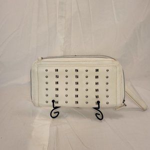 Cute Claire's White Leather Studded Clutch